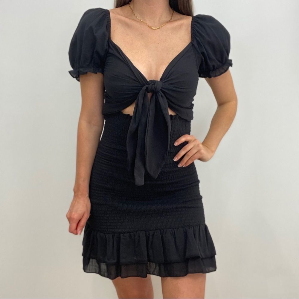 NWT Black Smocked Mini Dress